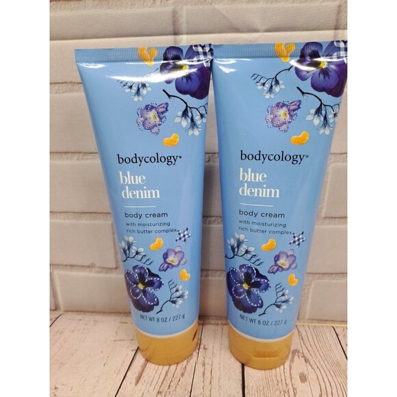 (2X) Bodycology Blue Denim Body Cream 8 Oz With Rich Butter Complex For Hydratio - Picture 1 of 3